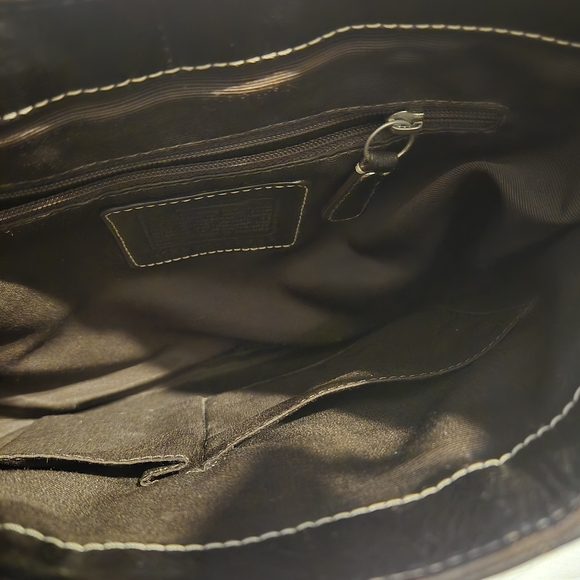 Coach Brown Signature Shoulder Bag With Leather Trim And Matching Card Holder - Picture 14 of 14